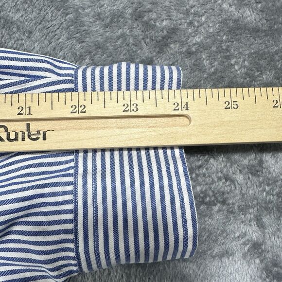 Polo Ralph Lauren Shirt Men’s 17.5” 34/35 White Blue Stripes Button Up Worker - Picture 8 of 9